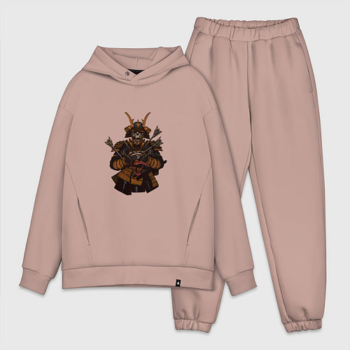 Мужской костюм оверсайз Скелет самурая / Пыльно-розовый – фото 1