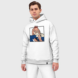 Мужской костюм оверсайз Пауэо показывает сердечко - черный, цвет: белый — фото 2