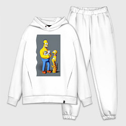 Мужской костюм оверсайз Homer Simpson and cats - нейросеть арт, цвет: белый