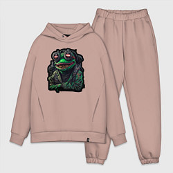 Мужской костюм оверсайз Лягушонок Пепе киберпанк, цвет: пыльно-розовый