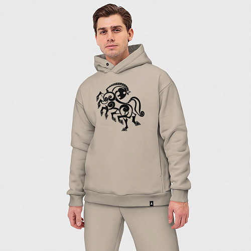 Мужской костюм оверсайз Слейпнир конь бога Одина / Миндальный – фото 3