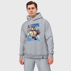 Мужской костюм оверсайз Аниме девушка на скейтборде, цвет: меланж — фото 2