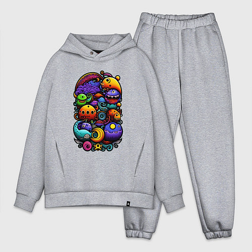 Мужской костюм оверсайз Милые морские монстрики / Меланж – фото 1