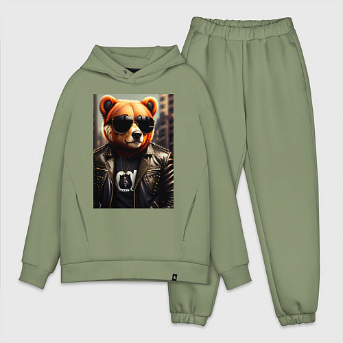Мужской костюм оверсайз Медведь рокер / Авокадо – фото 1