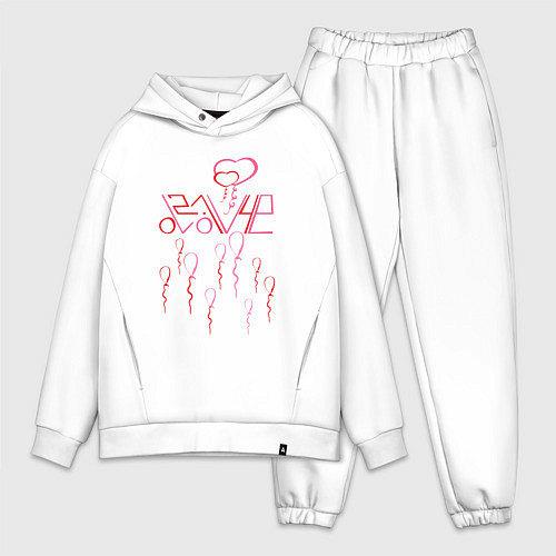 Мужской костюм оверсайз Леттеринг 02 14 love / Белый – фото 1