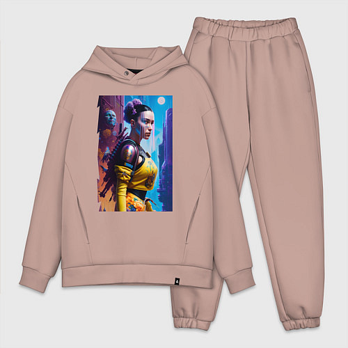 Мужской костюм оверсайз Cyberpunk - character - neural network / Пыльно-розовый – фото 1