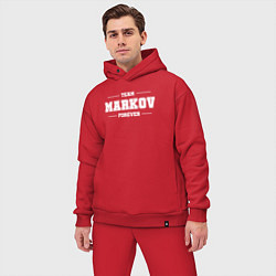 Мужской костюм оверсайз Team Markov forever - фамилия на латинице, цвет: красный — фото 2