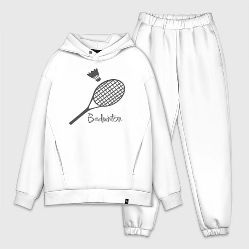 Мужской костюм оверсайз Бадминтон воланчик ракетка / Белый – фото 1