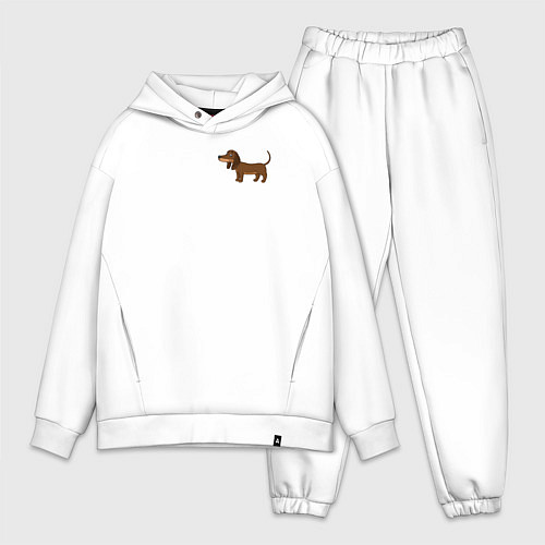 Мужской костюм оверсайз Мультяшная такса / Белый – фото 1