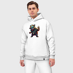 Мужской костюм оверсайз Бульдог читает рэп, цвет: белый — фото 2