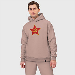 Мужской костюм оверсайз СССР звезда, цвет: пыльно-розовый — фото 2