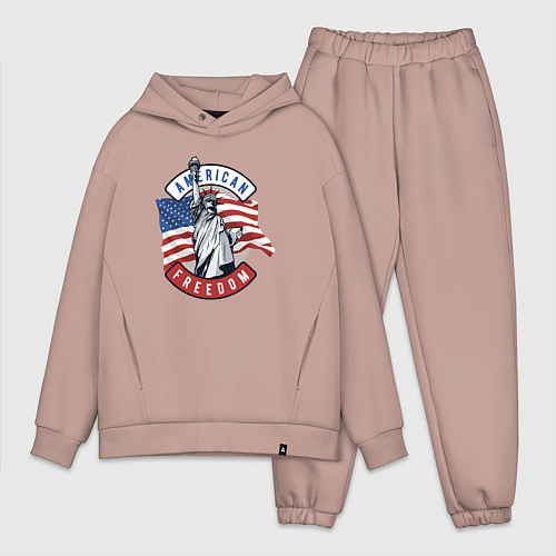 Мужской костюм оверсайз American freedom / Пыльно-розовый – фото 1