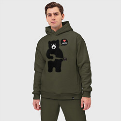 Мужской костюм оверсайз Мишка любит музыку, цвет: хаки — фото 2