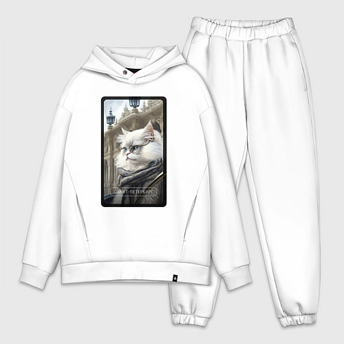 Мужской костюм оверсайз Санкт-Петербург котик / Белый – фото 1