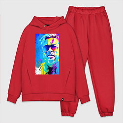 Мужской костюм оверсайз Brad Pitt - sketch - pop art, цвет: красный