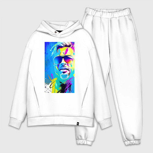 Мужской костюм оверсайз Brad Pitt - sketch - pop art / Белый – фото 1