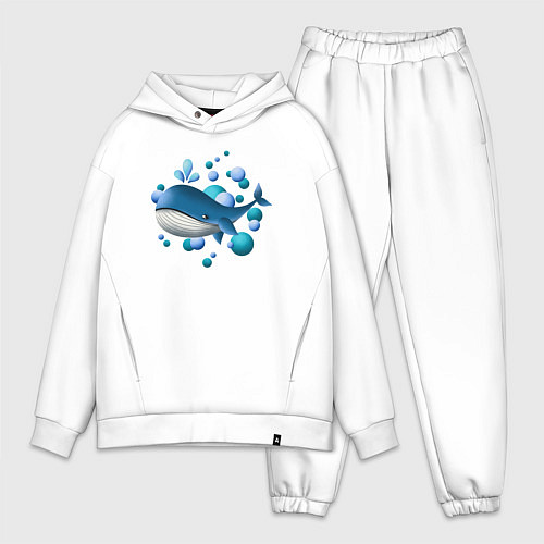 Мужской костюм оверсайз Кит и пузырьки / Белый – фото 1