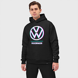 Мужской костюм оверсайз Значок Volkswagen в стиле glitch, цвет: черный — фото 2