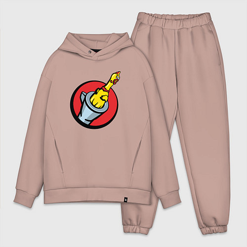 Мужской костюм оверсайз Chicken gun логотип / Пыльно-розовый – фото 1