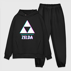 Мужской костюм оверсайз Zelda в стиле glitch и баги графики, цвет: черный