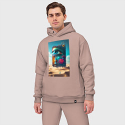 Мужской костюм оверсайз Глаз - сюрреализм - нейросеть, цвет: пыльно-розовый — фото 2