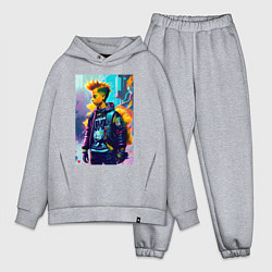 Мужской костюм оверсайз Барт Симпсон - городская фантазия, цвет: меланж