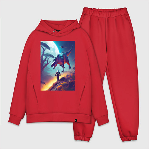 Мужской костюм оверсайз Космонавт на затерянной планете / Красный – фото 1