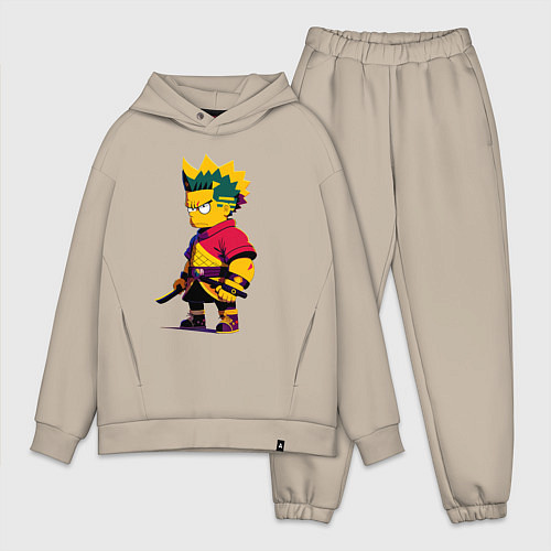 Мужской костюм оверсайз Bart Simpson samurai - neural network / Миндальный – фото 1