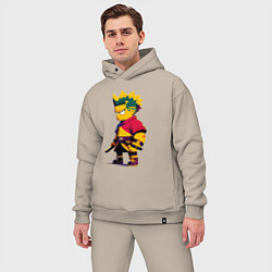 Мужской костюм оверсайз Bart Simpson samurai - neural network, цвет: миндальный — фото 2