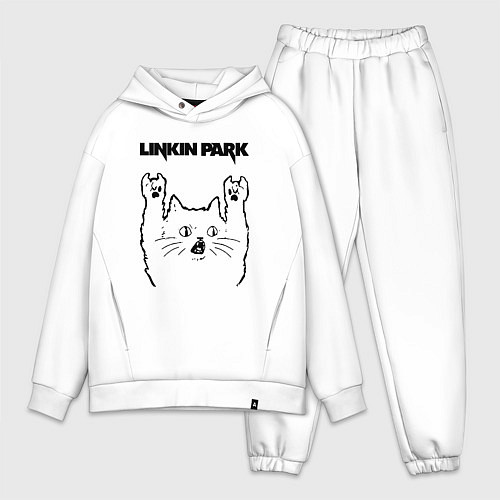 Мужской костюм оверсайз Linkin Park - rock cat / Белый – фото 1
