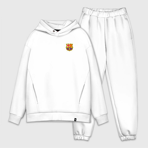 Мужской костюм оверсайз ФК Барселона эмблема / Белый – фото 1