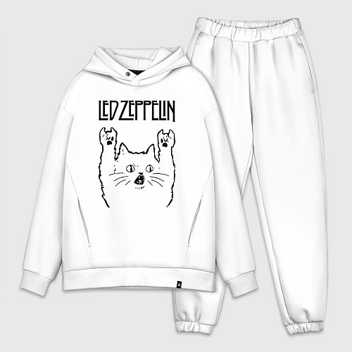 Мужской костюм оверсайз Led Zeppelin - rock cat / Белый – фото 1