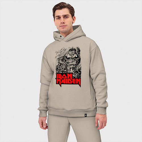 Мужской костюм оверсайз Iron Maiden eyes / Миндальный – фото 3