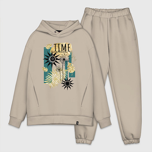 Мужской костюм оверсайз С солнцем и луной / Миндальный – фото 1