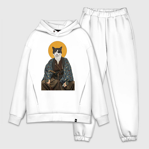 Мужской костюм оверсайз Samurai one - eyed cat / Белый – фото 1