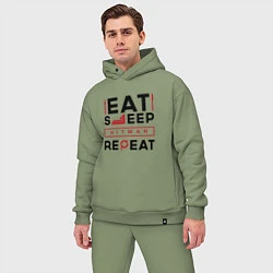Мужской костюм оверсайз Надпись: eat sleep Hitman repeat, цвет: авокадо — фото 2