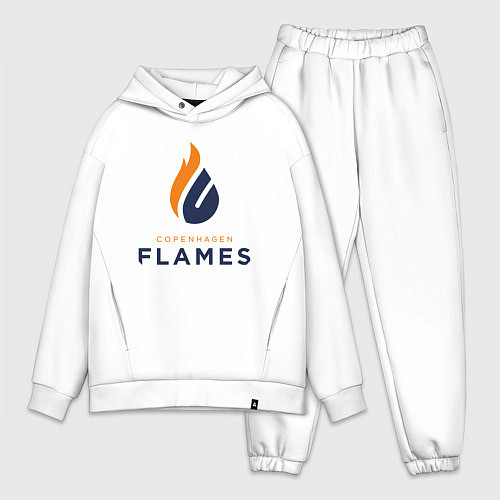 Мужской костюм оверсайз Copenhagen Flames лого / Белый – фото 1