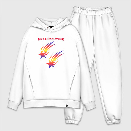 Мужской костюм оверсайз Racing like a fireball / Белый – фото 1
