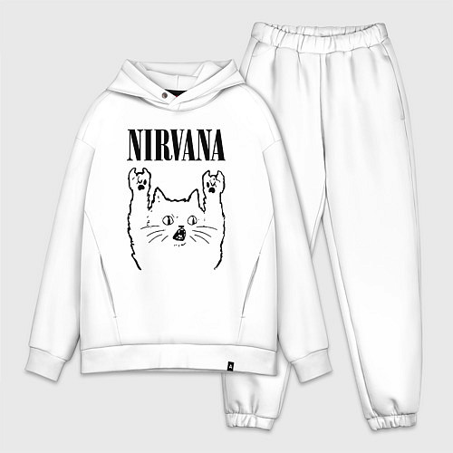 Мужской костюм оверсайз Nirvana - rock cat / Белый – фото 1