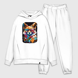 Мужской костюм оверсайз Abstract Colorful Fox, цвет: белый