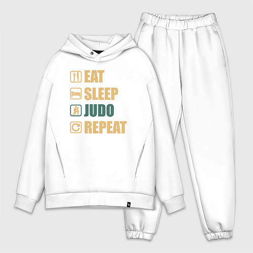 Мужской костюм оверсайз Eat sleep judo / Белый – фото 1