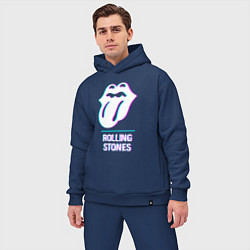 Мужской костюм оверсайз Rolling Stones glitch rock, цвет: тёмно-синий — фото 2