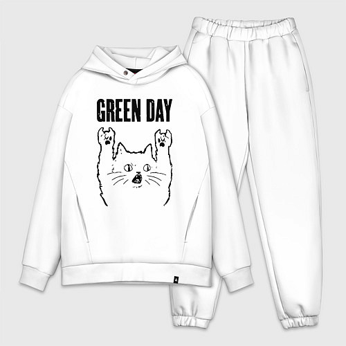 Мужской костюм оверсайз Green Day - rock cat / Белый – фото 1