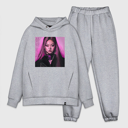 Мужской костюм оверсайз Blackpink Jennie аниме рисунок / Меланж – фото 1