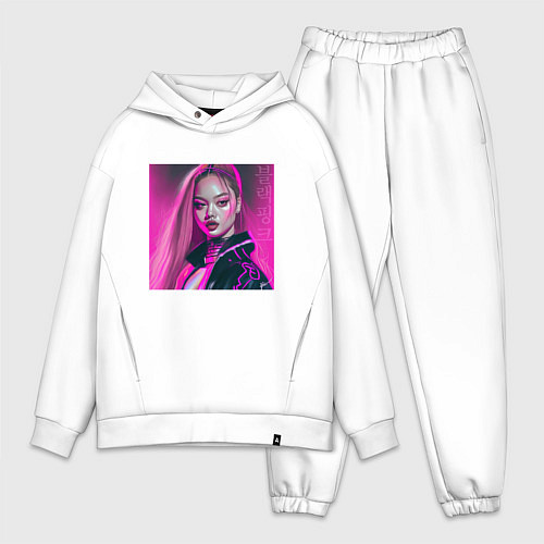 Мужской костюм оверсайз Blackpink Lisa аниме рисунок / Белый – фото 1