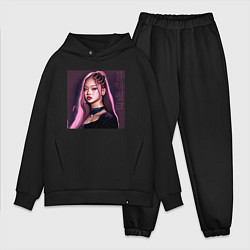 Мужской костюм оверсайз Blackpink Jennie аниме рисунок, цвет: черный