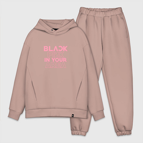 Мужской костюм оверсайз Black pink in your area - минимализм / Пыльно-розовый – фото 1