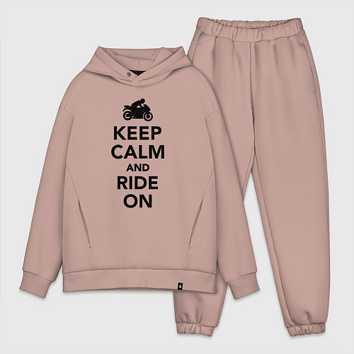 Мужской костюм оверсайз Keep calm and ride on / Пыльно-розовый – фото 1