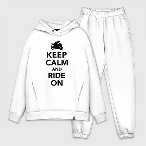 Мужской костюм оверсайз Keep calm and ride on / Белый – фото 1