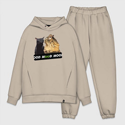 Мужской костюм оверсайз Черный и рыжий кот - Mood, цвет: миндальный